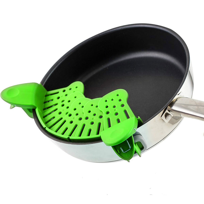 Universal Silicone Clip-on Strainer – Anti-Spill Kitchen Gadget