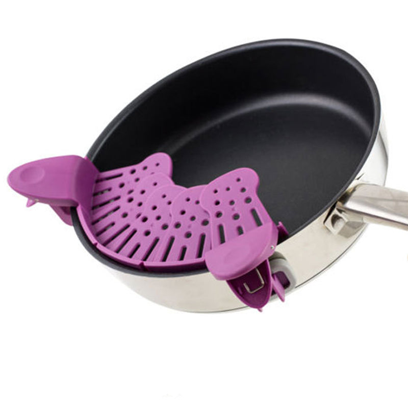 Universal Silicone Clip-on Strainer – Anti-Spill Kitchen Gadget