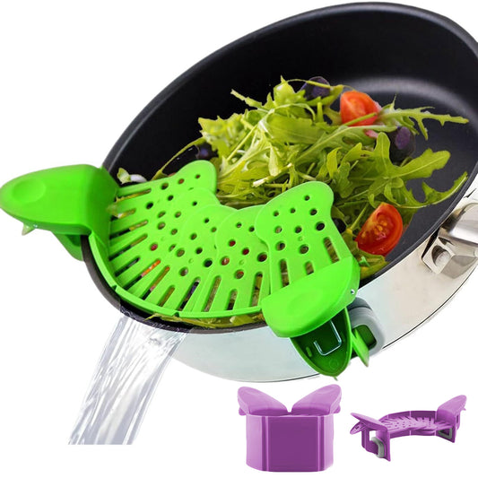 Universal Silicone Clip-on Strainer – Anti-Spill Kitchen Gadget